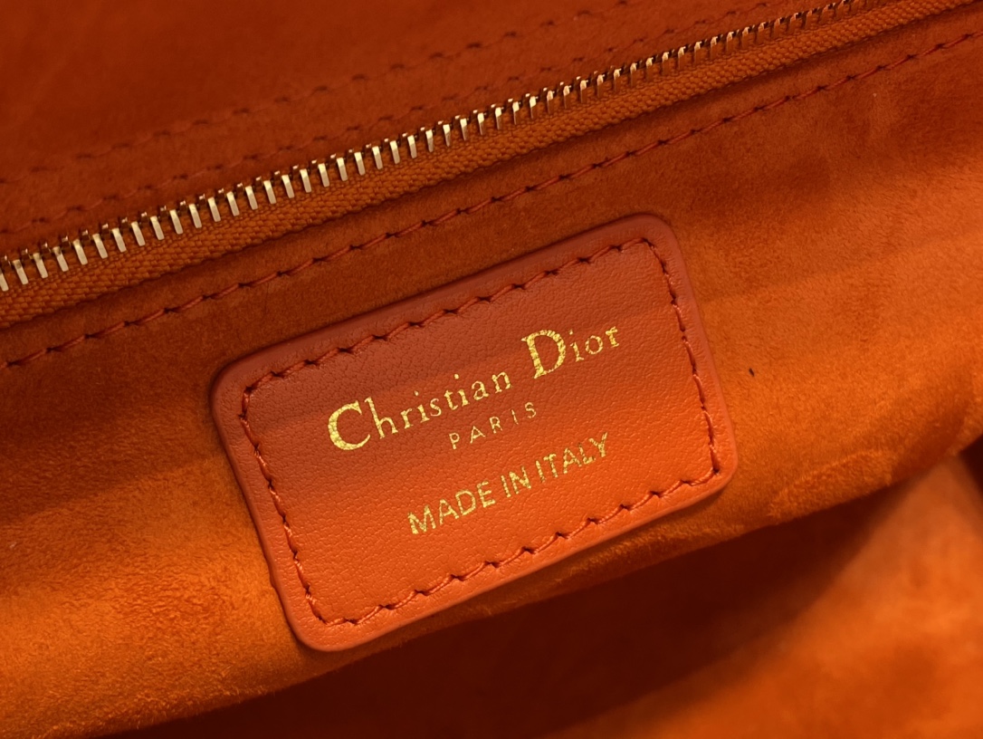 Medium Lady Dior Bag Orange Cannage Lambskin